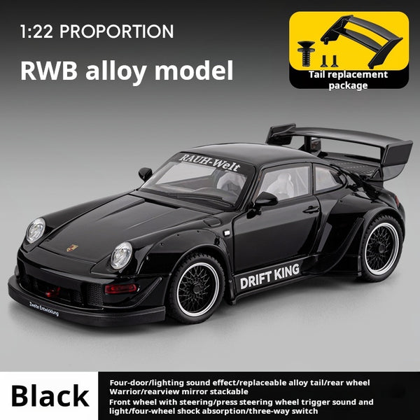 RWB Porsche 993 Diecast Model Car with Pull Back Action Sound Light Effects and Opening Doors