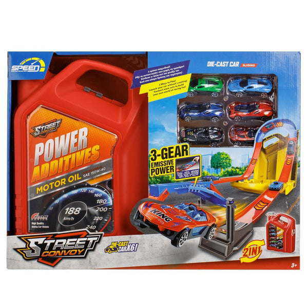 Fuel Can Racing Track With 6 Metal Diecasts